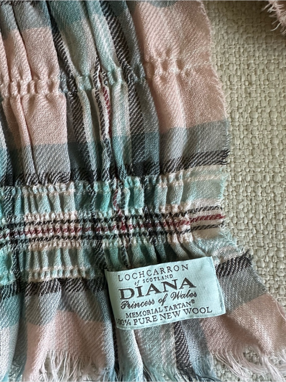 Diana by Lochcarron Pastel Plaid Wool Scarf - Pink & Blue